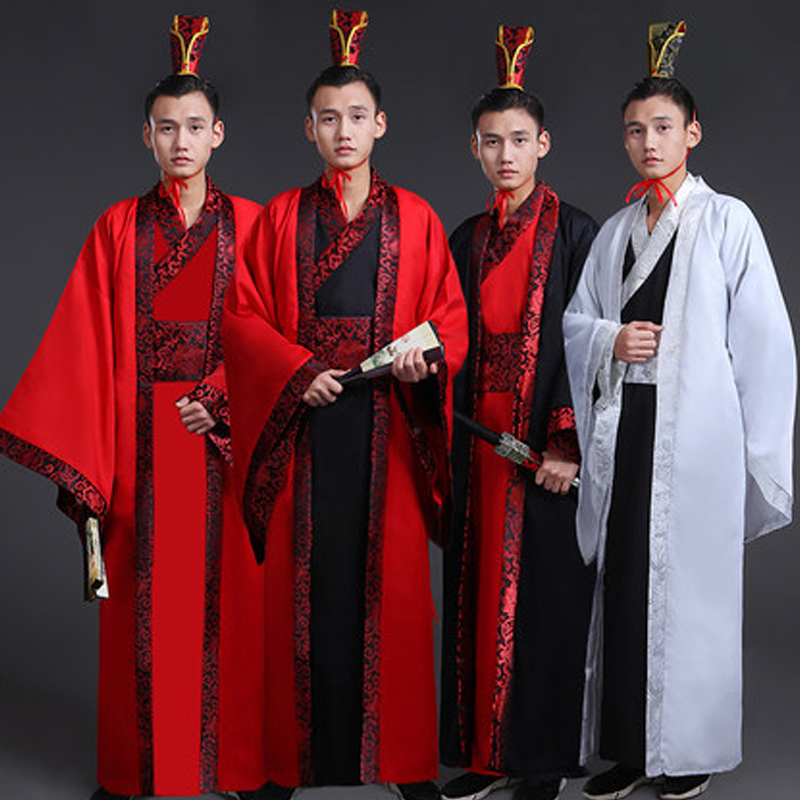 

2020 Ancient Chinese Costume Men Traditional Chinese Dance Clothing Long Sleeve Hanfu Satin Robe Dress Boy Qing Dynasty DN2104, As picture