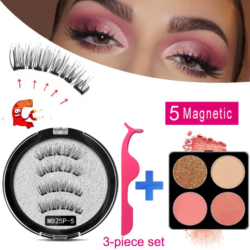 

MB 5 Magnetic eyelashes Eye Shadow with handmade 3D/6D faux cils magnetique False magnet Mink lashes + tweezers+Eye Shadow