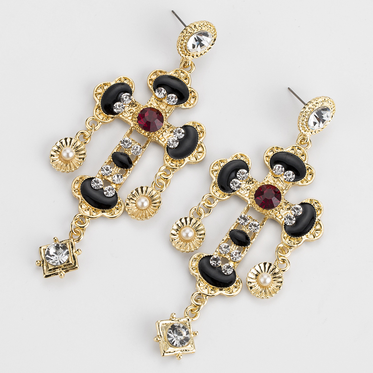 

Cross oil drop acrylic earrings multi-layer Diamond female oil drop earrings Bohemia