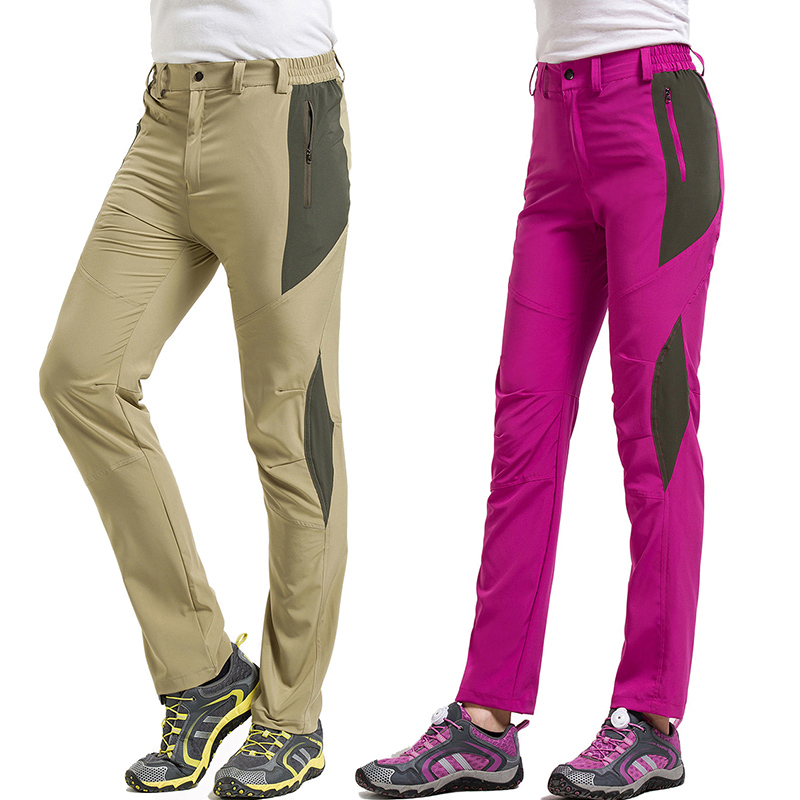 

New Men outdoor Pants male elastic Camping Hiking Sportswear Trousers men women Full Length Quick Drying beach Pants Breathable, Women pure rosered