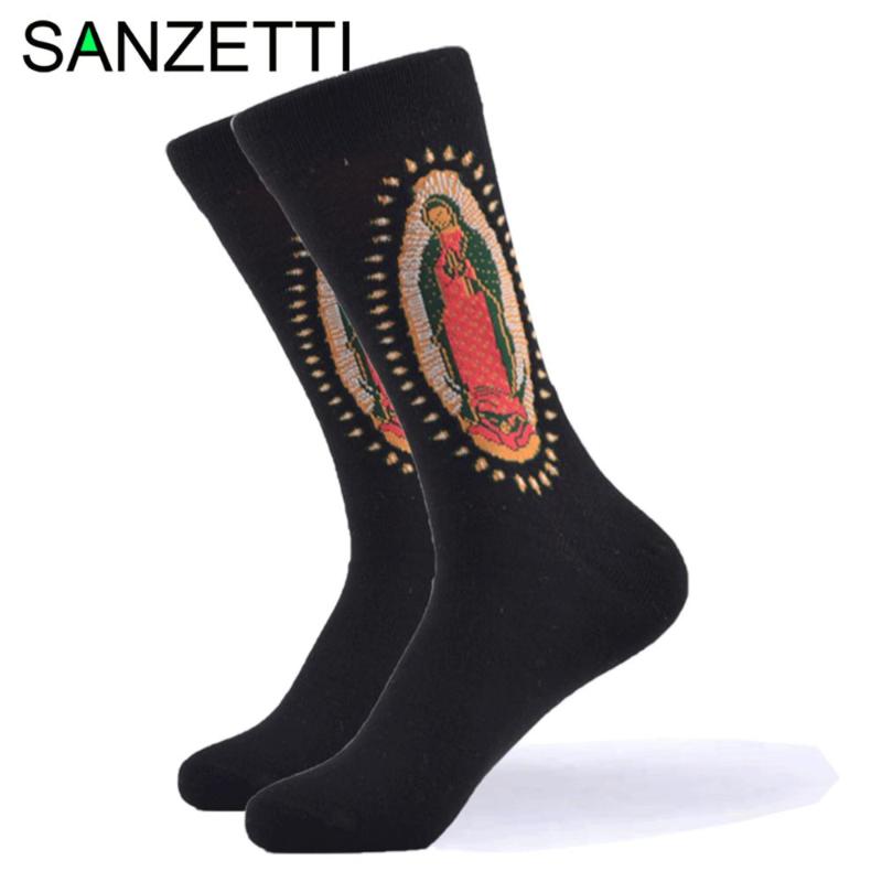

SANZETTI 1 Pair New Happy Socks High Quality Men's Colorful Comfortable Combed Cotton Fun Oil Painting Gift Wedding Dress Socks, 04811