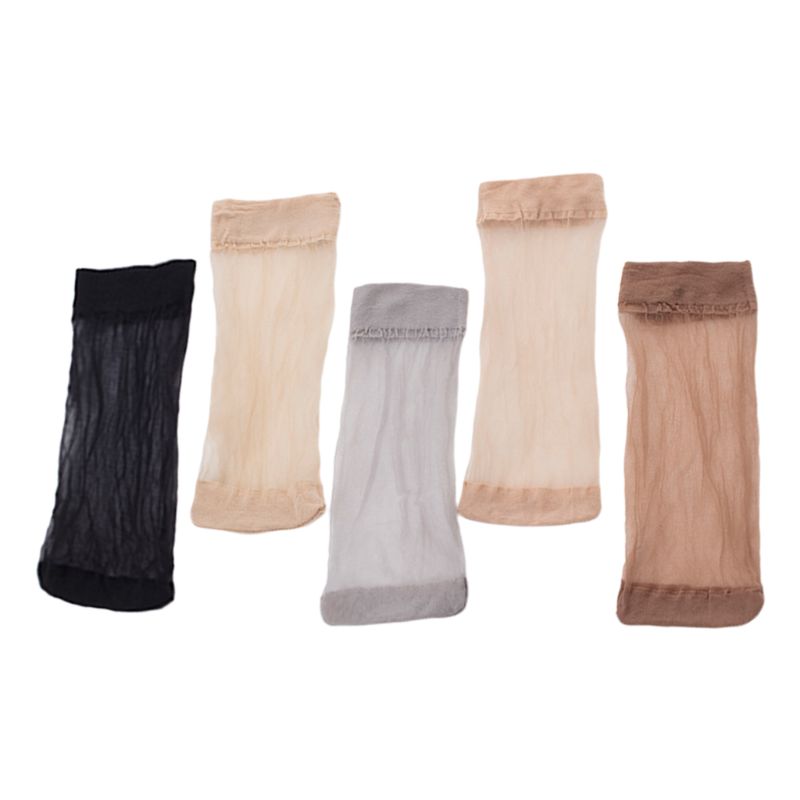 

10 Pairs Ultra-Thin Crystal Fiber Silky Short Ankle Socks Transparent Hosiery, Black