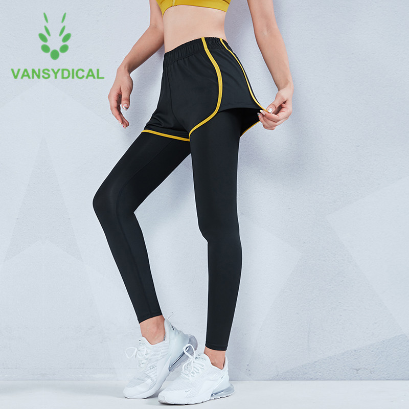 

Vansydical Workout Sports Leggings Women 2 in 1 Yoga Pants Gym Running Tights High Waist Fitness Training Jogging Leggings, For20552 blue