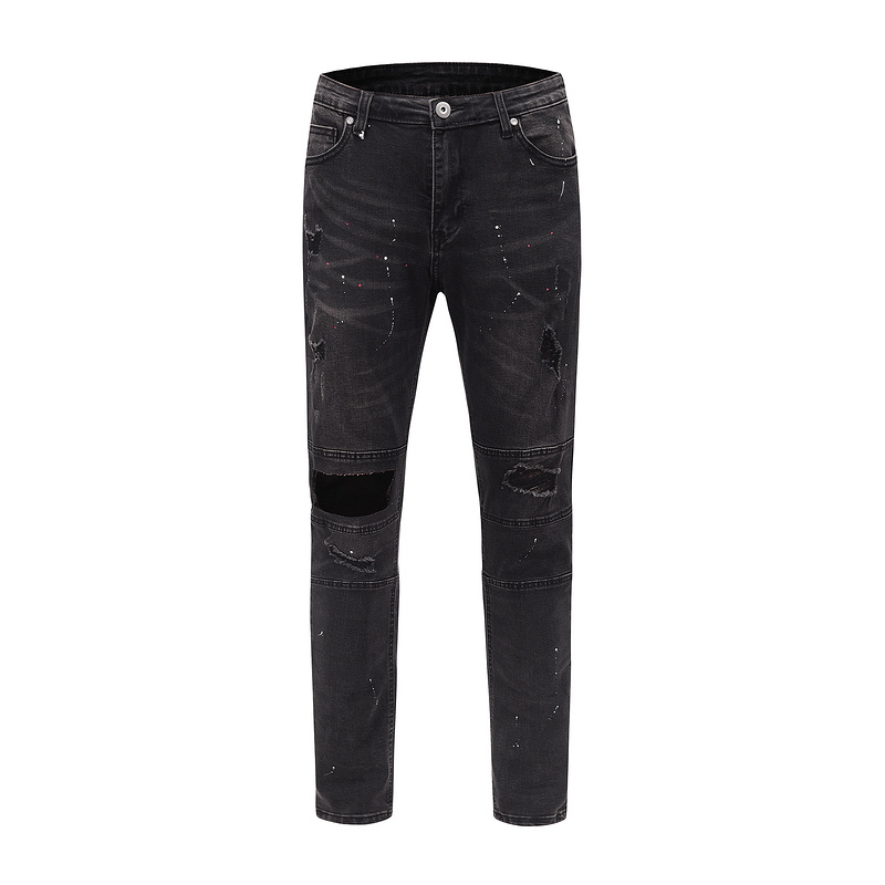 

2020 New Ripped Splash-ink Jeans Retro Sports Jeans Breathable Fabrics Sports Style Pants Men Women Casual, Black