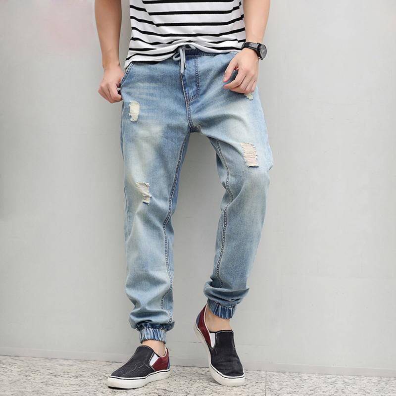 

2020 Fashion Brand Man Denim Pants Man Black Loose Plus Biker Jeans Male Rock Style Harem Pants Skinny Beam Denim for, Blue