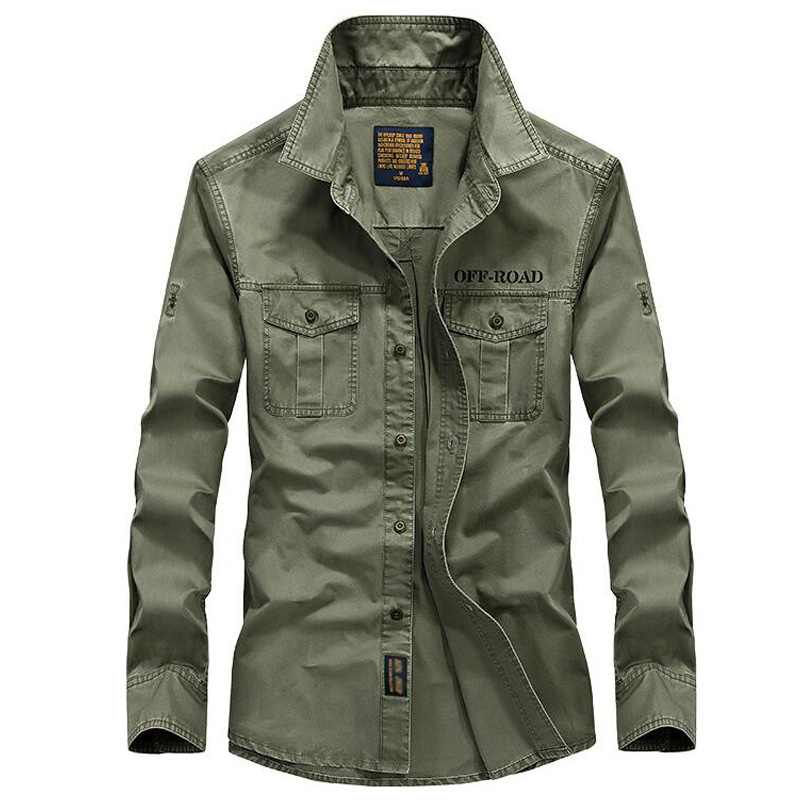 

shirts for men Long Sleeve Casual Shirt Men' solid loose pocket shirts large size Fashion Clothes Top chemise homme, Army green