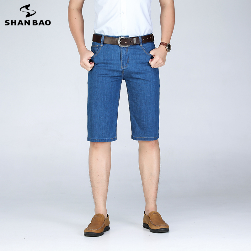 

Men's thin comfortable denim shorts 2020 summer new brand clothing business casual cotton stretch straight jeans shorts 42 44 46, 3036 light blue
