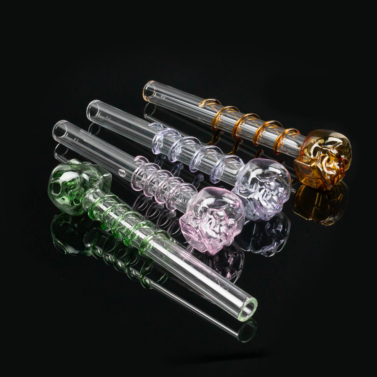 

Hot selling pyrex oil burner pipe Colorful clear glass pipes Skull Smoking Hand Pipes thick Curved glass oil burner Smoking Accessories
