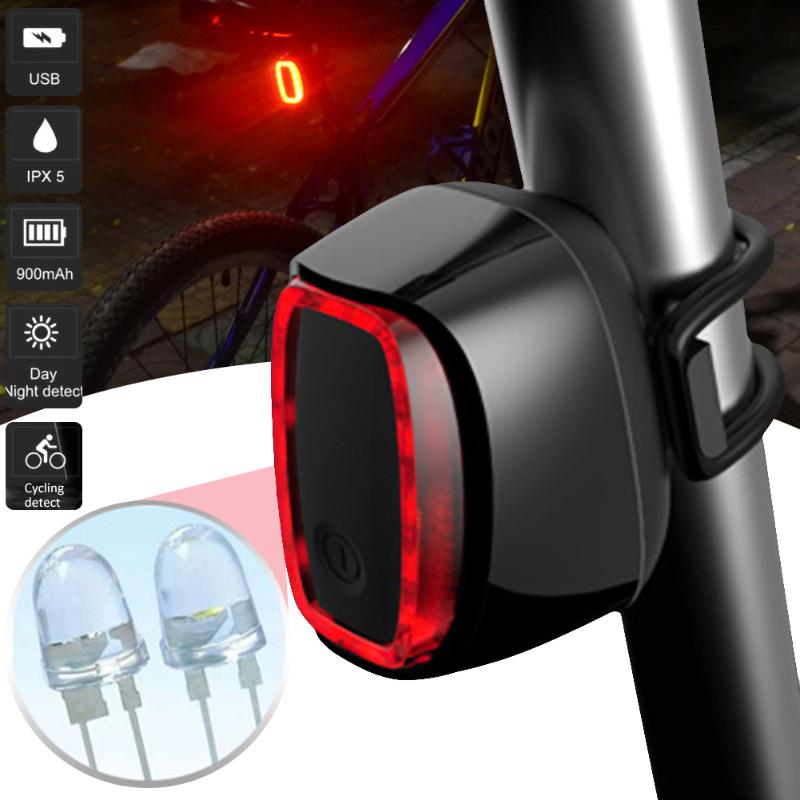 

Brake Induction Bicycle Tail Light Intelligent Brake Light USB Rechargeable Tail LED Warning