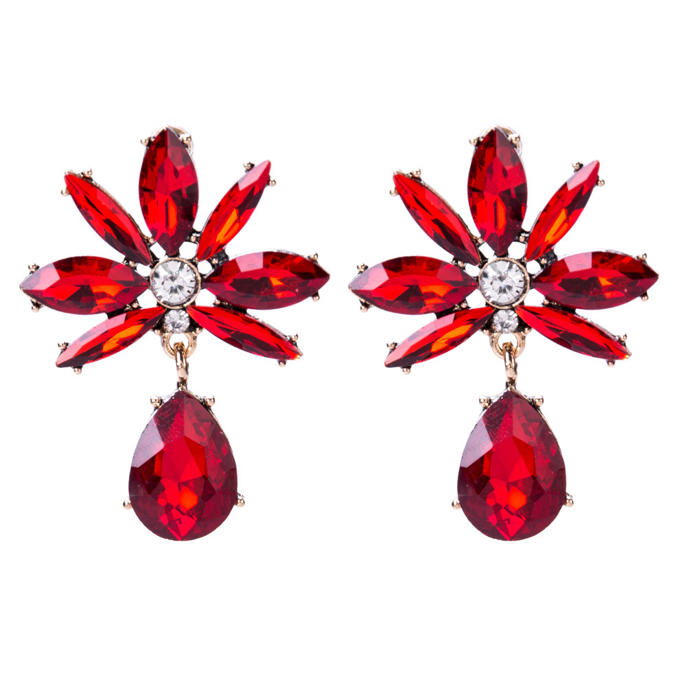 

EH7989 exaggerated leafy diamond earrings multi-layer female fashion