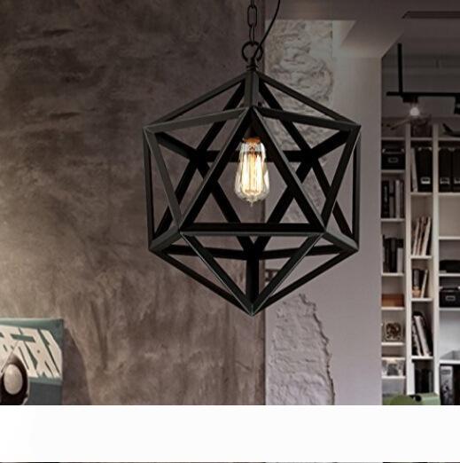 

Restoration Hardware Vintage Pendant Lamp Loft Pendant Lights Diamond Steel Polyhedron Pendant Lamp Bar Living room E27 Bulb