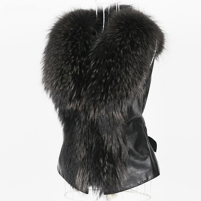 

2020 New Winter Faux Fur Woman Coat Fashion Fur Collar Female Short Vest Elegant Slim Fit Sleeveless Vest Jacket Plus Size -3XL, Black