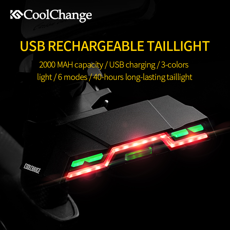 

CoolChange Bike Light USB Rechargeable Lamp Cycling LED Waterproof Powerful MTB Rear Tail Lights Taillight Bicycle Accessories