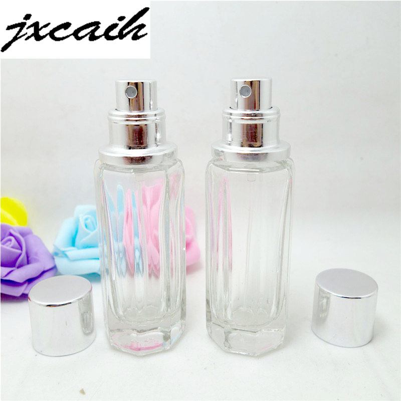 

1pcs25ML Mini Polygon GlassPerfume Bottle Can BeFilled With Cosmetic Case Plastic Cap With Anodized Aluminum Nozzle