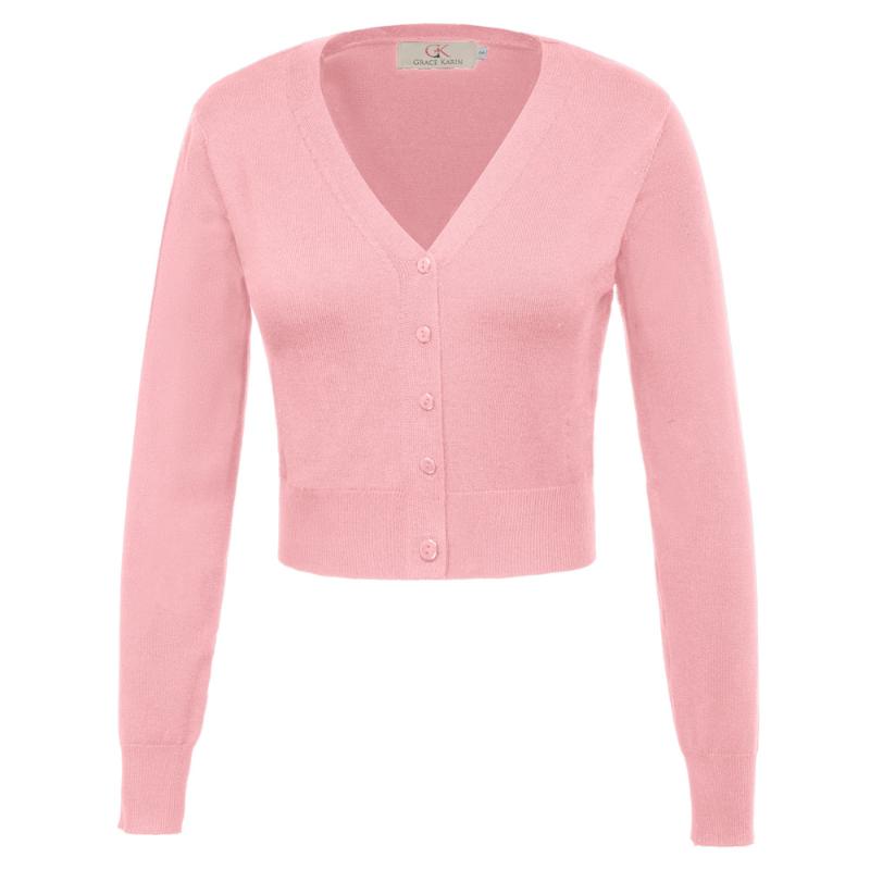 

Women coat Spring Fall clothes Nine Point Sleeve V-Neck Cropped jacket solid color elegant slim Knitwear Knitting Coat Cardigan, Gray