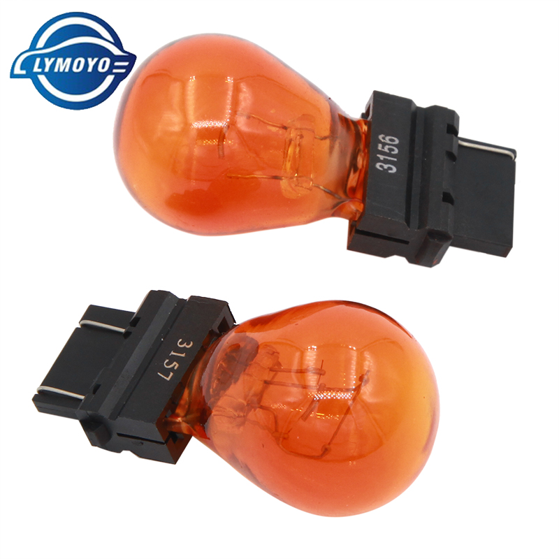 

2pcs/lot 3156 3157 P27W 12V 27W W2.5*1.6D clear car external Turn signal Lights bulb halogen lamp high quality RP058 Amber white, As pic