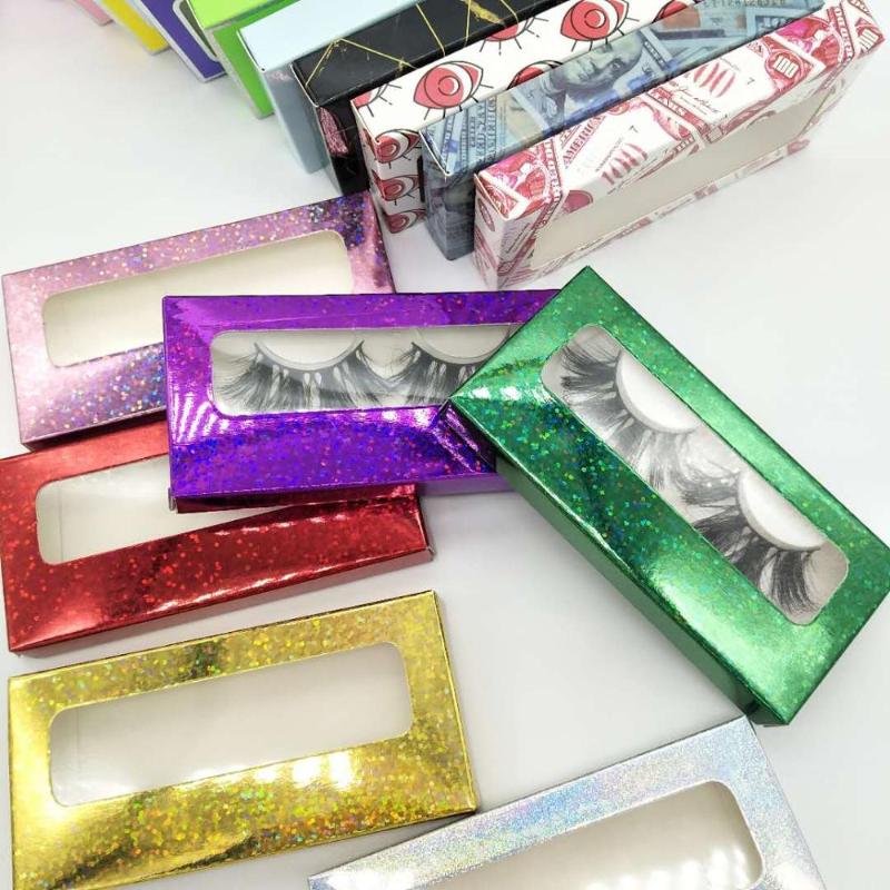 

hot sale custom eyelash packaging glitter paper lash box holographic lashes box eyelash packaging for 10mm - 30mm lashes