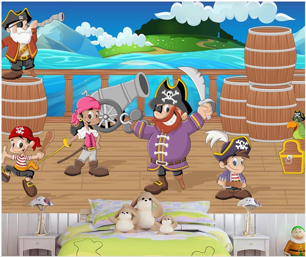 

3d wallpaper custom photo mural European modern cartoon pirate children's room Home decor 3d wall murals wallpaper for living room, Non-woven wallpaper