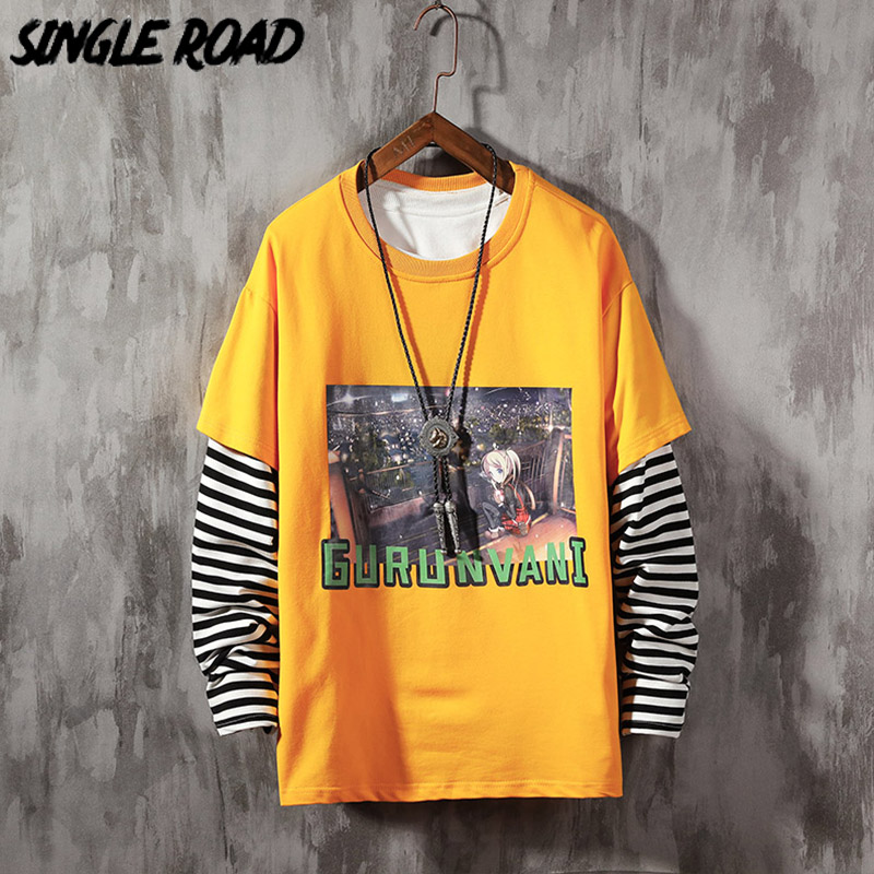 

SingleRoad Crewneck Sweatshirt Men 2020 Oversized Patchwork Hip Hop Japanese Streetwear Harajuku Hoodie Men Sweatshirts Hoodies, Black sweatshirt men