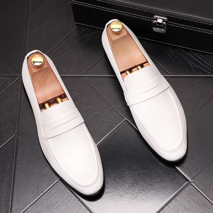 

New Men Dress Shoes Shadow Patent Leather Luxury Fashion Groom Wedding Shoes Men Luxury italian style Oxford Shoe EUR38-43 I193, White