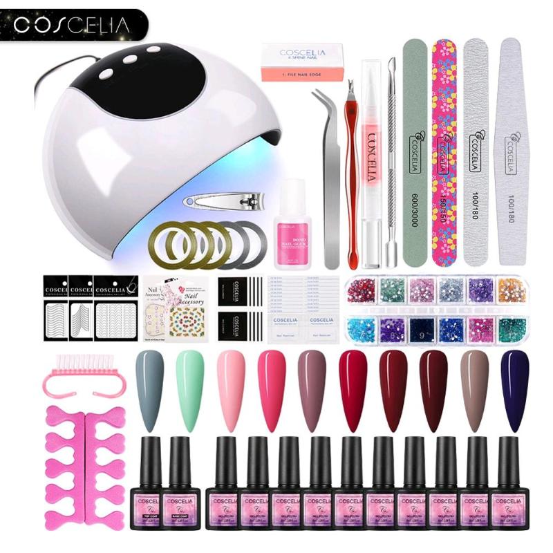 

COSCELIA 8ML 10PC Gel Nail Polish Set Gel Manicure Set For Nails And 24W Lamp Everything For Manicure Nail Art