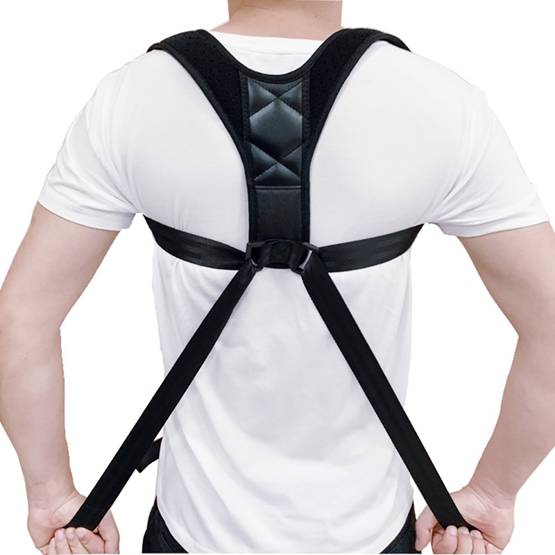 

Men Women Posture Corrector Back Support Strap Brace Shoulder Spine Support Adjustable Lumbar Posture Orthopedic Belt, Black