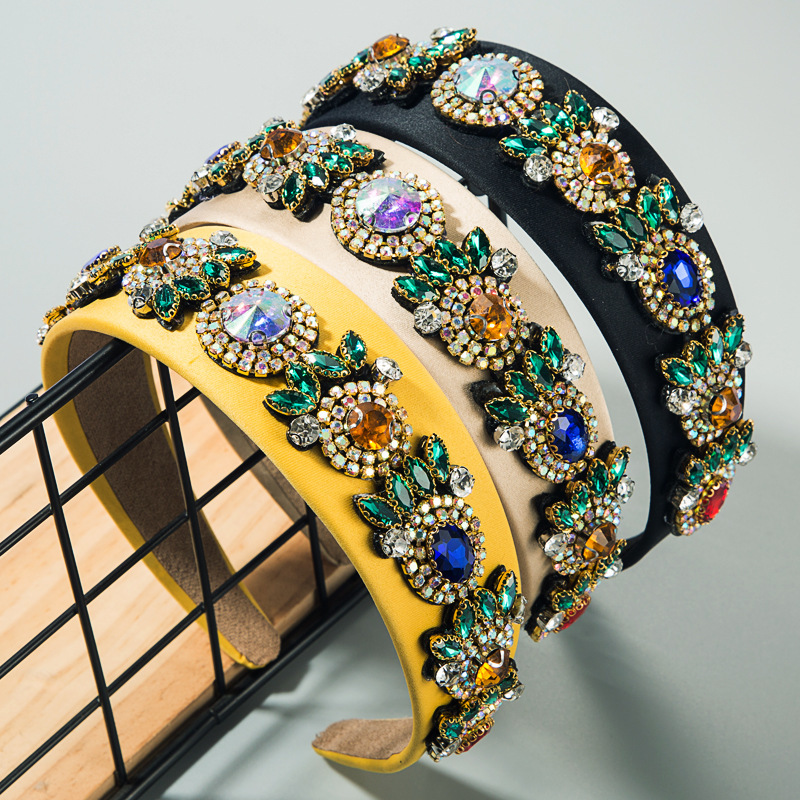 

Season hair band women's wide edge Super Flash fabric inlaid rhinestone headband anti-slip women's hair accessories