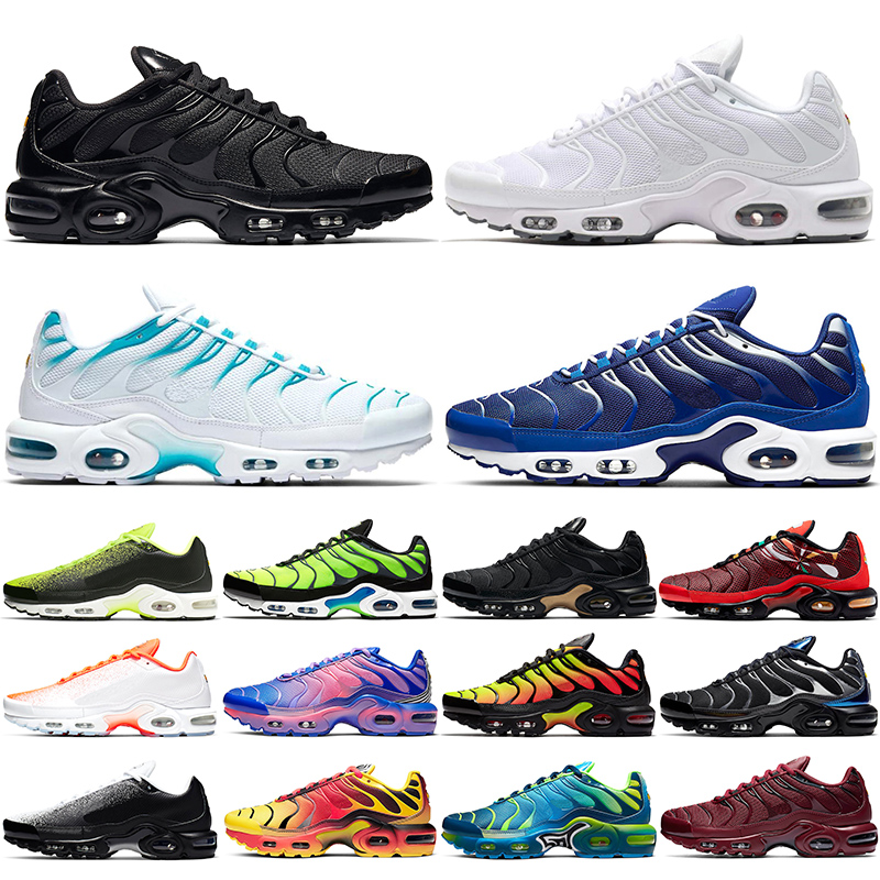 

cheap Tn Plus ultra men Running Shoes Triple Black White Sunburst Blue Fury Team Red Volt fashion Mens Trainers Sports Sneakers Size 7-12