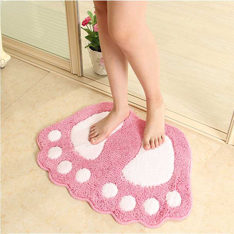 

40x60cm Bath Carpet Cute Foot Print Bathroom Mats Colorful Shower Rugs Doormat For Entrance Door Toilet WC Area Rug Pad