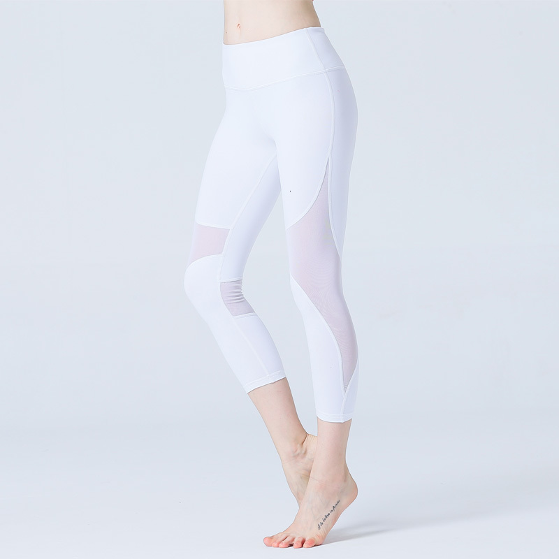 

Calf-length yoga Pants Sport Fitness Gym High Waist Legging Girl women Breathable Ice clothing, Black