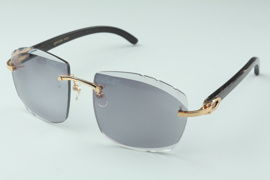 

direct sales newest high-end Photochromic cutting lens sunglasses 4189706-A black natural buffalo horn sticks, size: 58-18-135 mm