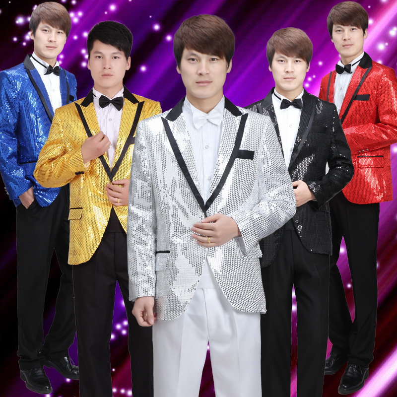 

Man sequins suit costume party costumes dress man jackets singer singing dance clothes, See chart