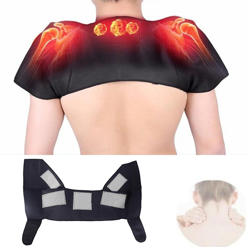 

1piece Self-heating Tourmaline Shoulder Magnetic Therapy Support Brace Belt For The Back Posture Corrector Massager, Black