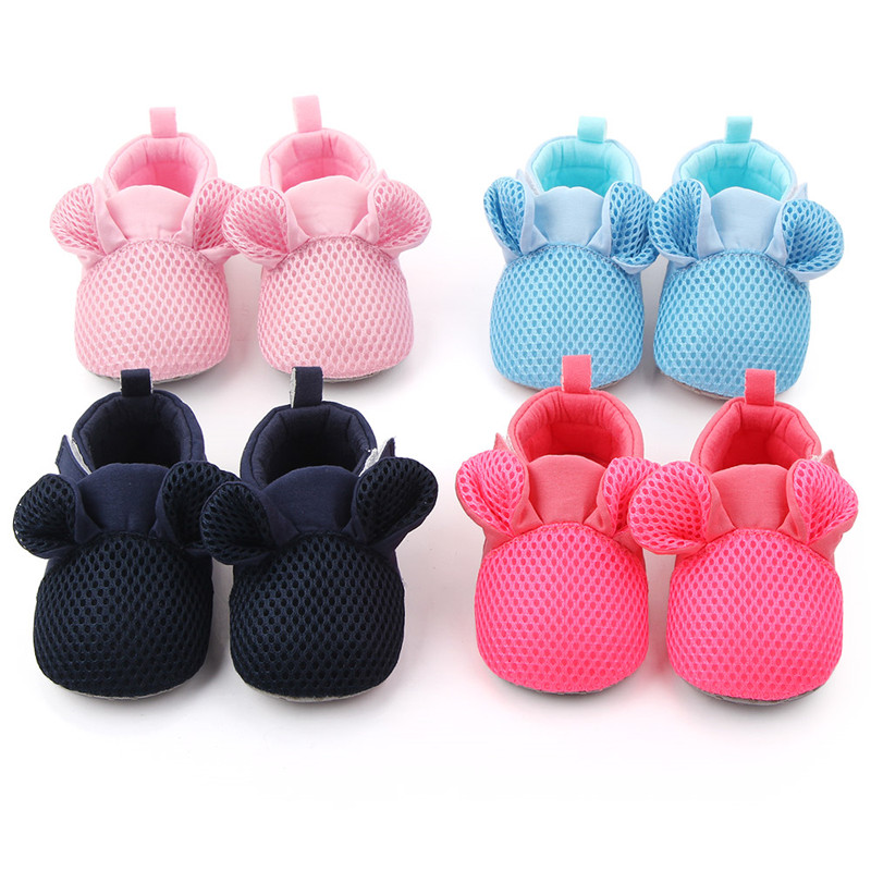 

Toddlers Baby Cute Ear Breath Mesh First Walkers Shoes Baby Moccasins Soft bottom Anti-slip shoes 11-13cm, Pink