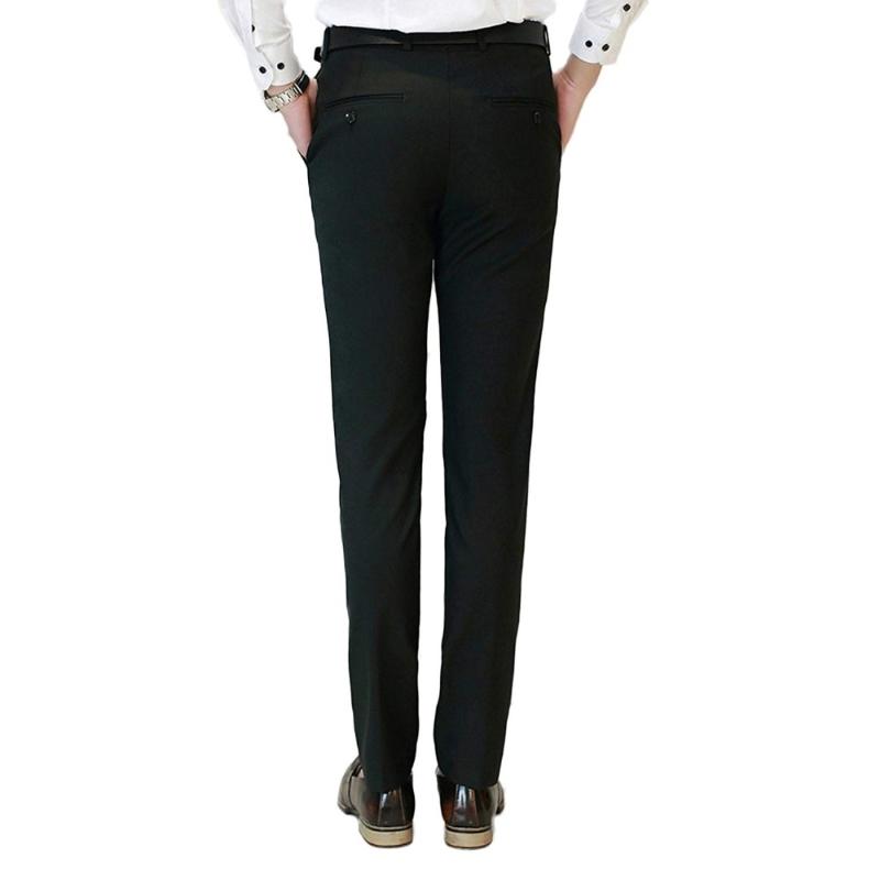 

JinXuanYa Men's suit trousers /Male high-grade pure color slim Fit business Suit pants/Male high-end leisure thin leg pants, Black