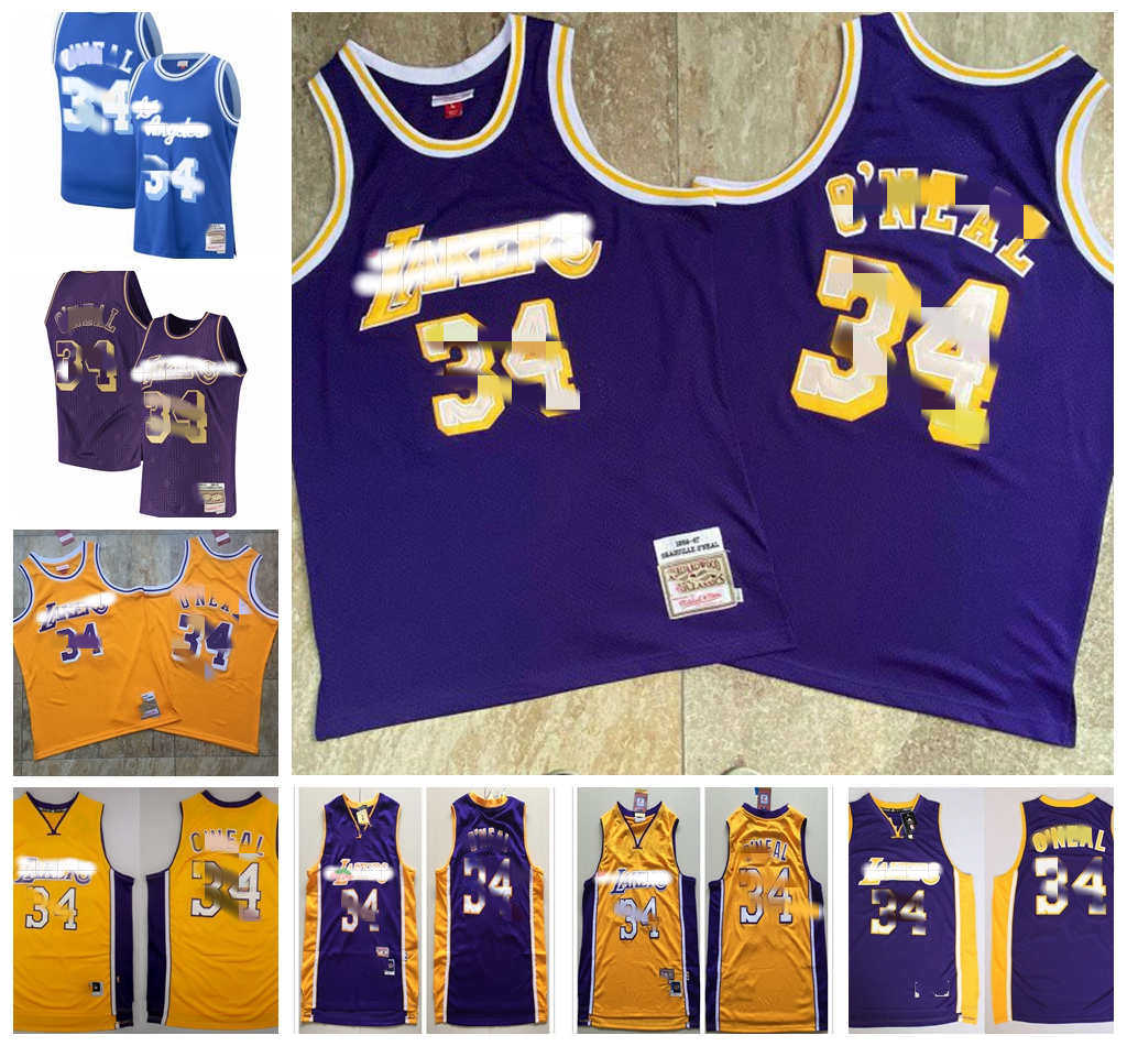 

Retro Shaquille 34 O'Neal Los Angeles Lakers Men Mitchell & Ness 1996-97 Swingman Basketball Jersey, Black;red