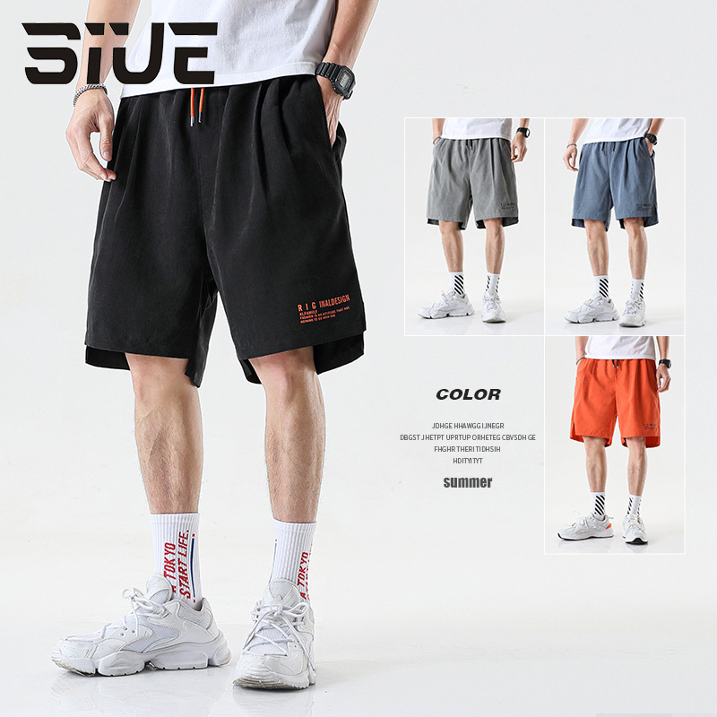 

SIUE Men's Shorts pants cotton casual Sports pants beach New summer oversized Solid color Asia Size M-8XL, Black
