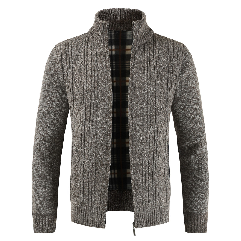

2020 Mens Cardigan Sweater Autumn Stand Collar Zipper Knitted Casual Sweatercoat Coats Men Warm Clothes Fleece Knit Outwear New, Style 5
