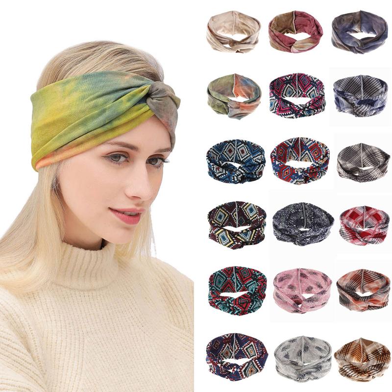 

Women Headband Fashion Flower Turban Vintage Cross Knot Elastic Hairbands Face Wash Hair Band Girls Hair Accessories Haarband