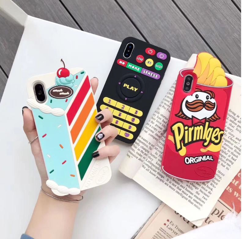 

3D Cartoon cake Cactus Ketchup soft silicone Phone Cases Cover For iPhone 11 Pro XR XS Max X 8 7 6S Plus, Mix colors