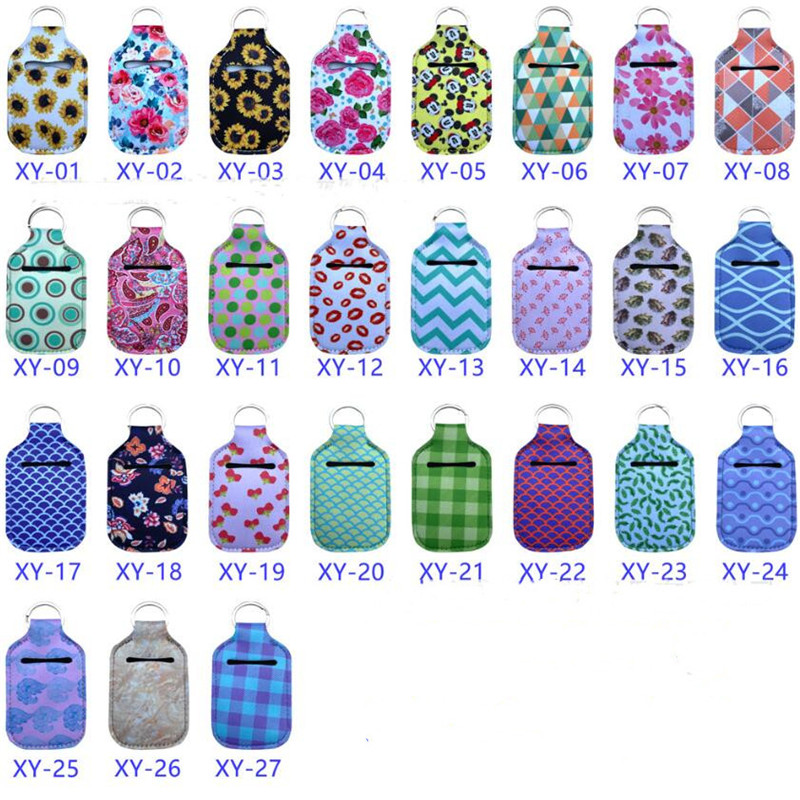 

Christmas Hand Sanitizer Bottle Holder Keychain Bags Lipstick Key holder 100 Styles 30ML Perfume Container Bottles Holder Keychains