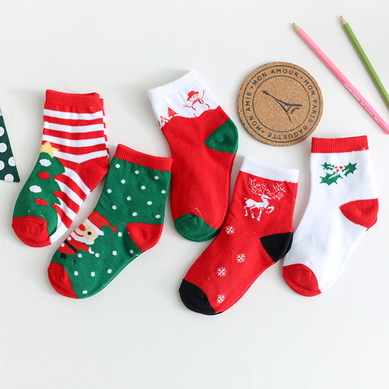 

Otroluckland 5 Pairs Christmas Socks Kids Cotton Warm Socks Children Santa Claus Boys Girls Toddler Winter Autumn 2020, Mixed