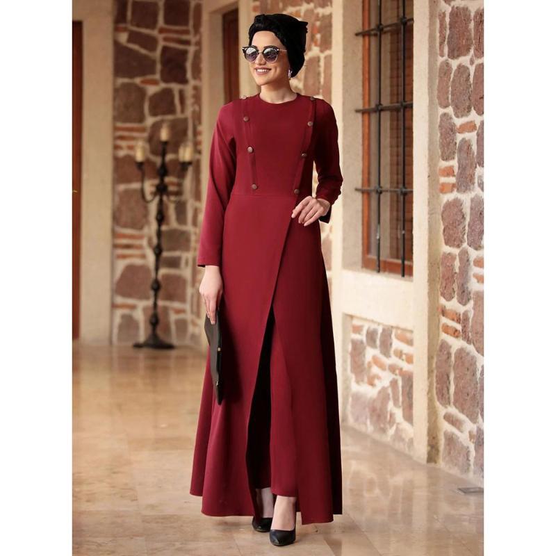 

women solid maxi robe solid pants two pieces suit set plus size long sleeve dubai ramadan EID muslim abaya kaftan robe VKSU1040