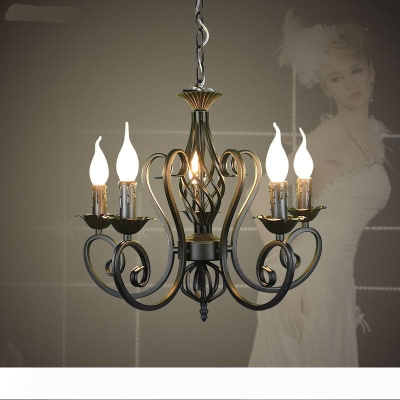 

Wrought Iron Modern pendant Chandelier Vintage Chandelier Ceiling Candle Lights Lighting Fixtures Iron Black White Home Lighting