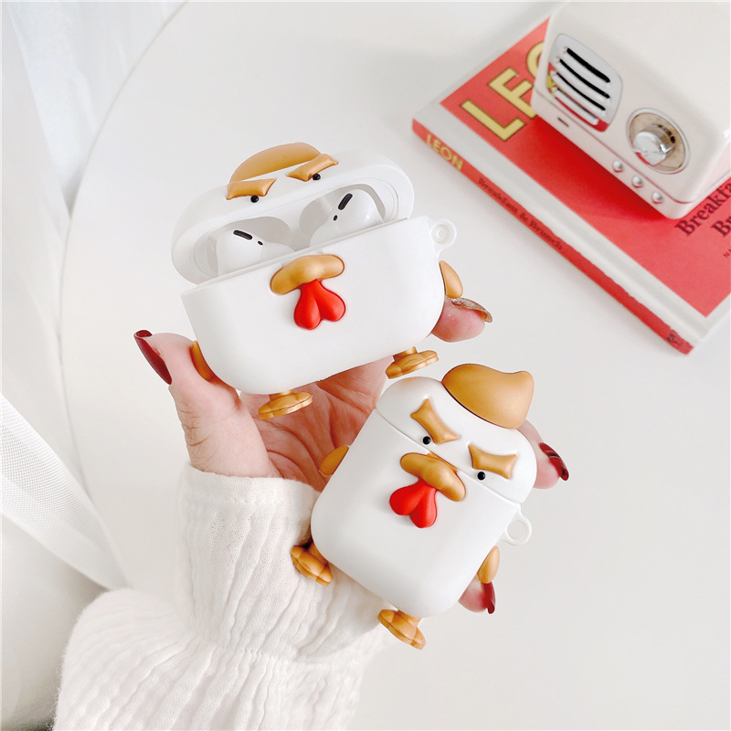 

For Airpods Pro Case 3D Cartoon Golden Cock Silicone Cover For Airpods1 2 Case Cute Funda Wireless Earphone Accessories Coque, For airpods 1/2