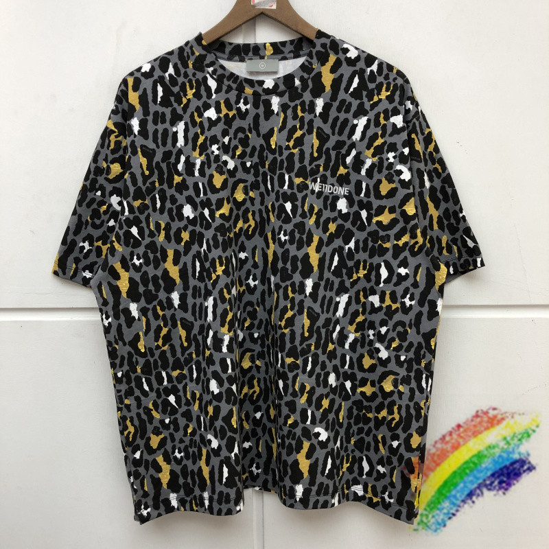 

Oversized Thick Embroidery T shirt Men Women Streetwear Leopard Loose T-shirt Tees