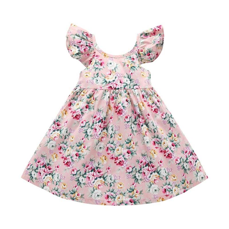 

Baby Girl Dress Sleeveless Flower Print Dress Child Princess Cute Summer Floral