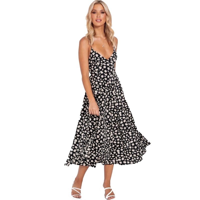 

Women V-neck Long Dresses Sexy Sling Sleeveless Dresses Backless Bow Maxi Party Dress, Black
