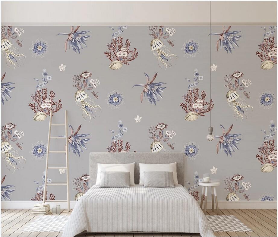

3D ceiling murals wallpaper custom photo Modern minimalist seabed shell floral background wall painting homedecor wallpaper for walls 3 d, Non-woven