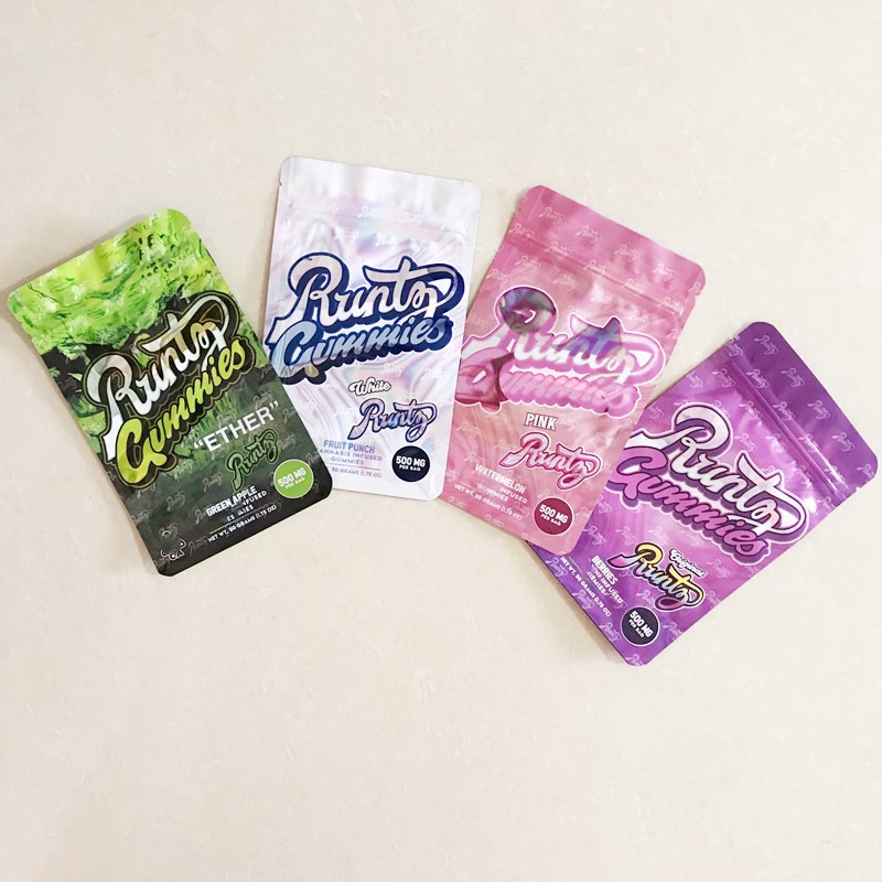 

Runtz Gummies Mylar Bag 500mg Childproof Edibles Zipper Packaging Errlli Sour Terps Dank Rancher Retail Storage Package